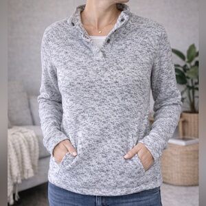 Freedom Trail Heather Gray Snap Neck Pullover Medium Cozy